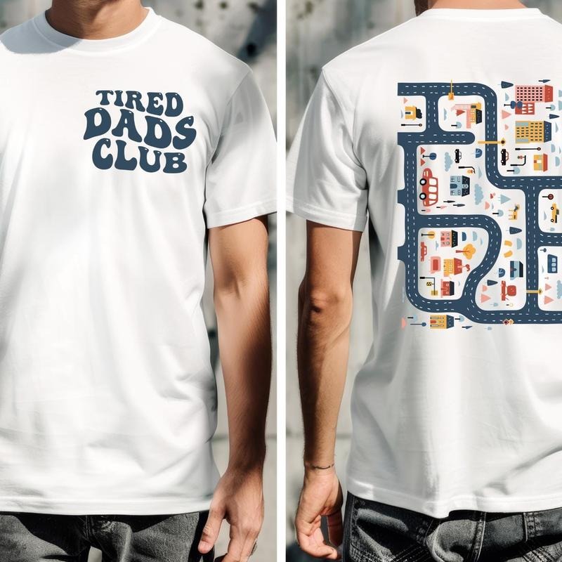 Tired Dads Club Play Cars Back Mat Road Car Race - Adult & Kids T-Shirts, Sweatshirts & Hoodies apparel design preview 1