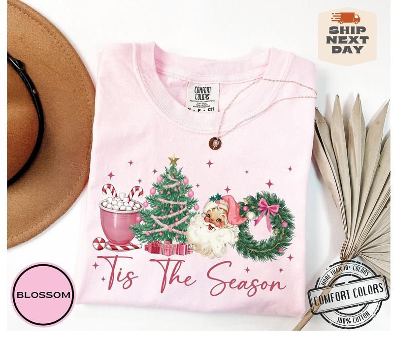 Tis Season Comfort Colors Coquette Bow Retro Girly - Adult & Kids T-Shirts, Sweatshirts & Hoodies apparel design preview 1