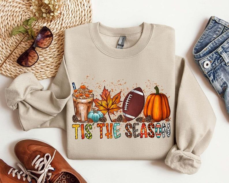 Tis Season Fall Pumpkin Football Cute - Adult & Kids T-Shirts, Sweatshirts & Hoodies apparel design preview 1