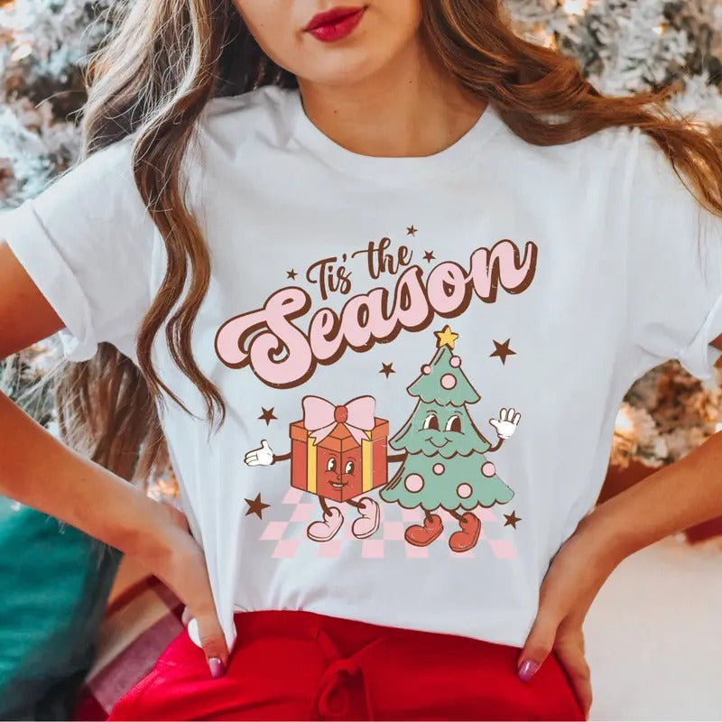Tis Season Tree Cute Party Xmas Short Sleeve - Adult & Kids T-Shirts, Sweatshirts & Hoodies apparel design preview 1