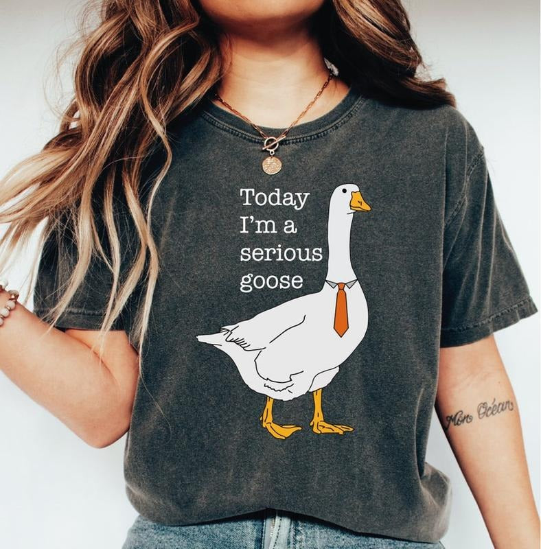Today I'M Serious Goose Comfort Colors Funny Silly - Adult & Kids T-Shirts, Sweatshirts & Hoodies apparel design preview 1