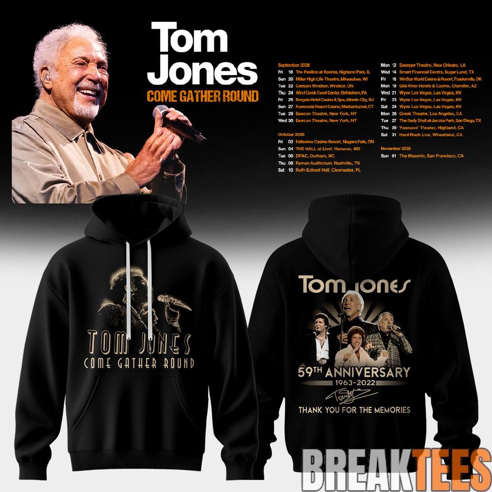 Tom Jones Come Gather Round Tour 2026 Special - Adult & Kids T-Shirts, Sweatshirts & Hoodies apparel design preview 1