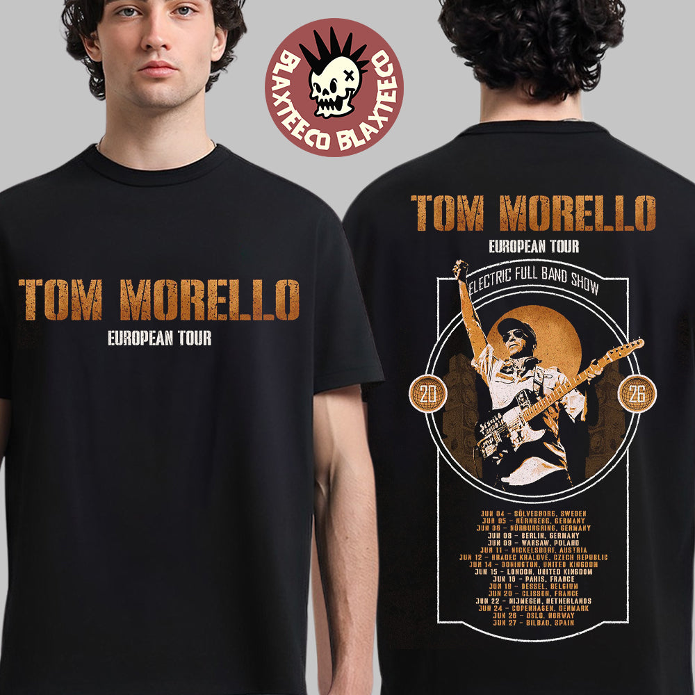 Tom Morello European Tour 2026 Electric Full Band - Adult & Kids T-Shirts, Sweatshirts & Hoodies apparel design preview 1