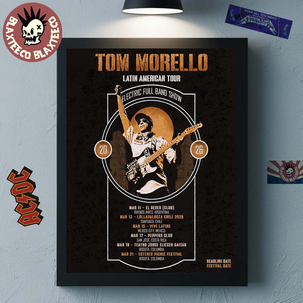 Tom Morello Latin American Tour 2026 Electric Full - Adult & Kids T-Shirts, Sweatshirts & Hoodies apparel design preview 1