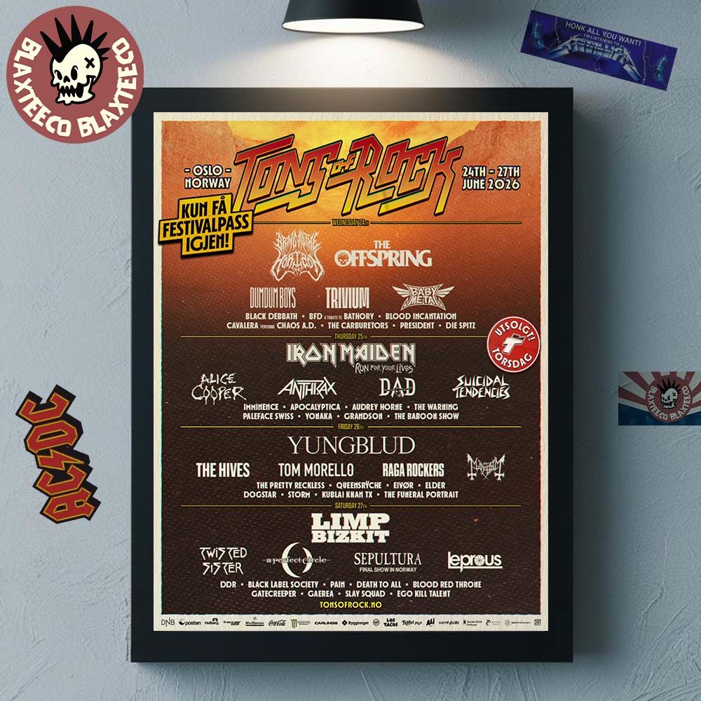 Tons Of Rocks 2026 Full Lineup In Oslo Norway From 24 - Adult & Kids T-Shirts, Sweatshirts & Hoodies apparel design preview 1