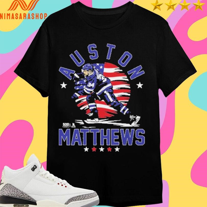 Toronto Maple Leafs Auston Matthews USA Flag Gold - Adult & Kids T-Shirts, Sweatshirts & Hoodies apparel design preview 1