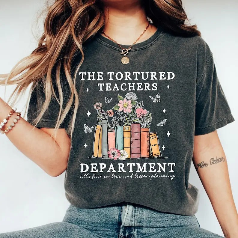 Tortured Teachers Department Teacher Funny Trending - Adult & Kids T-Shirts, Sweatshirts & Hoodies apparel design preview 1