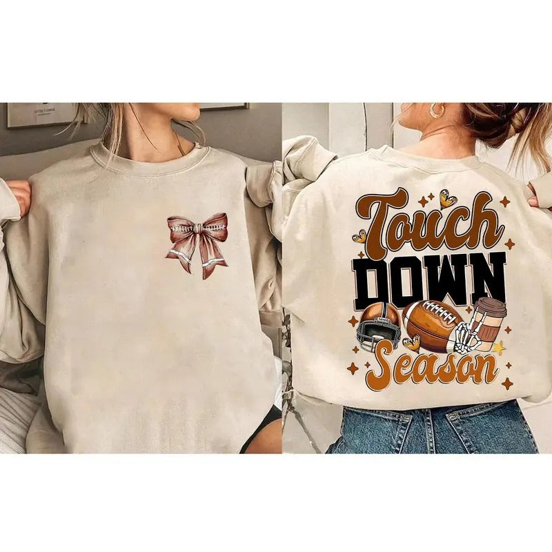 Touch Down Season Football Mama Sublimation Trending - Adult & Kids T-Shirts, Sweatshirts & Hoodies apparel design preview 1