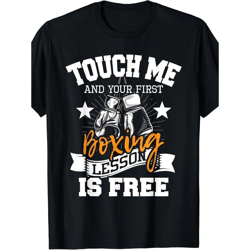 Touch Me Your First Boxing Class Is Free" Cotton - Adult & Kids T-Shirts, Sweatshirts & Hoodies apparel design preview 1