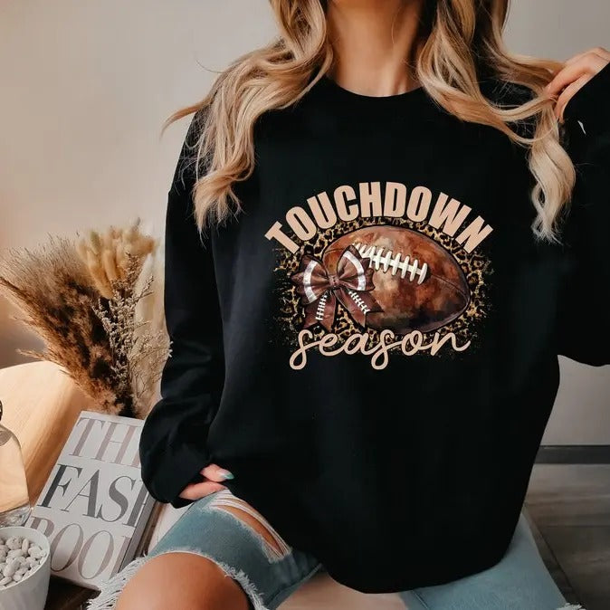 Touchdown Season Football Coquette Bow Sports Life - Adult & Kids T-Shirts, Sweatshirts & Hoodies apparel design preview 1