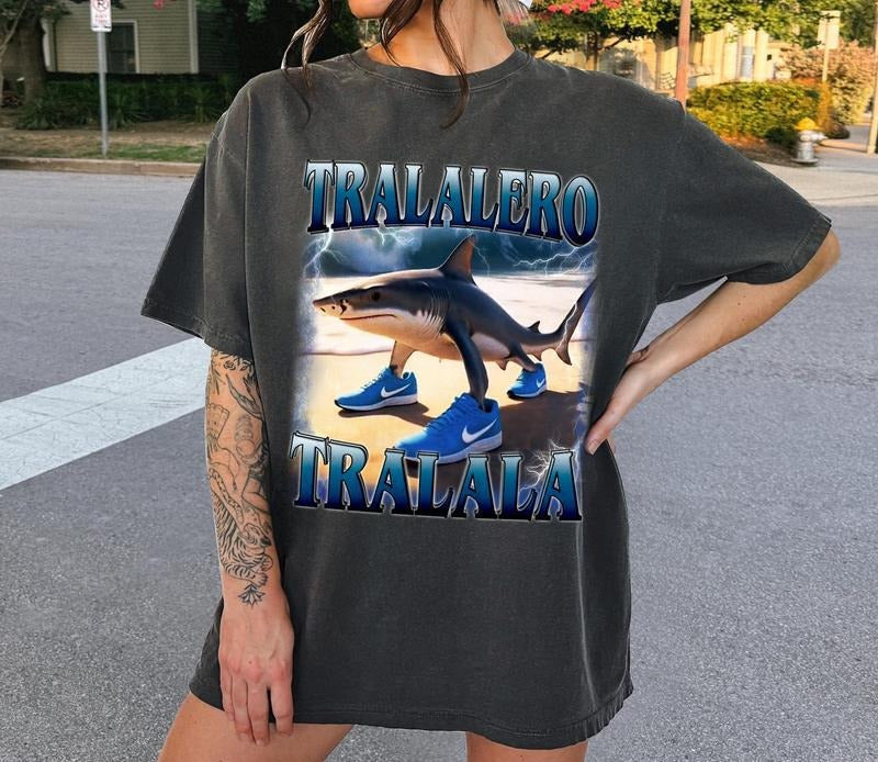 Tralalero Tralala Funny Shark Meme Weird Absurd - Adult & Kids T-Shirts, Sweatshirts & Hoodies apparel design preview 1