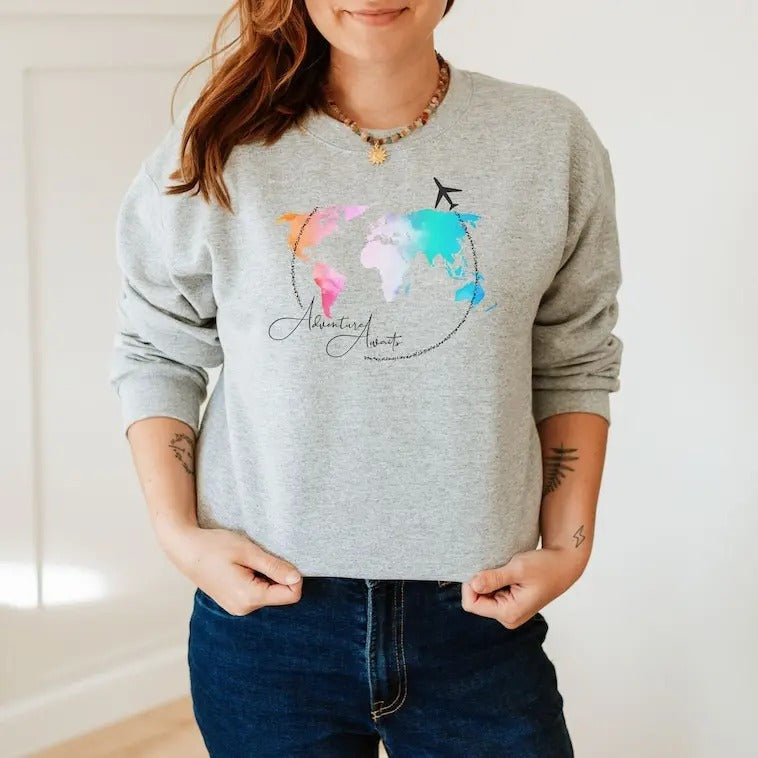 Traveler Travel Vacation Lover World Map Airplane - Adult & Kids T-Shirts, Sweatshirts & Hoodies apparel design preview 1