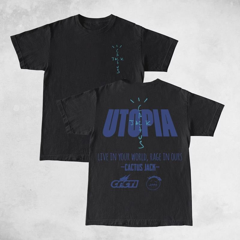Travis Cactus Jack Utopia Soft Cotton Music Tour Y2K - Adult & Kids T-Shirts, Sweatshirts & Hoodies apparel design preview 1