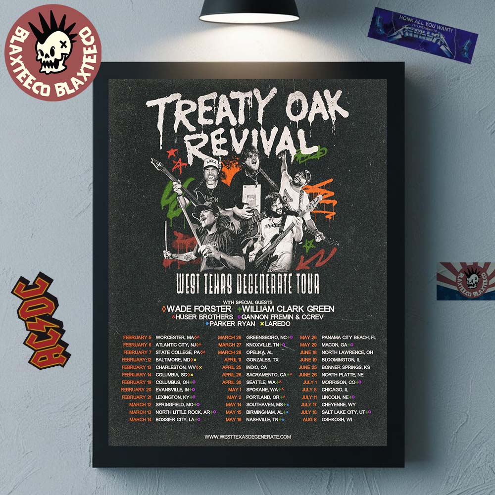 Treaty Oak Revival West Texas Degenerate Tour 2026 - Adult & Kids T-Shirts, Sweatshirts & Hoodies apparel design preview 1