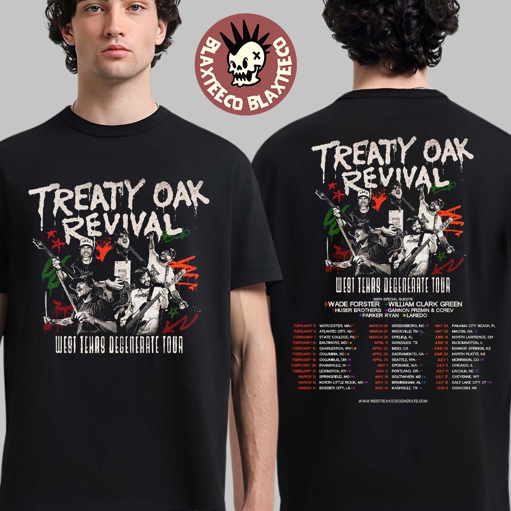 Treaty Oak Revival West Texas Degenerate Tour 2026 - Adult & Kids T-Shirts, Sweatshirts & Hoodies apparel design preview 1