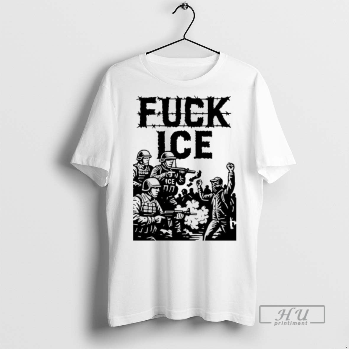 Trending Fuck Ice Barbed Wire Protest Graphic - Adult & Kids T-Shirts, Sweatshirts & Hoodies apparel design preview 1