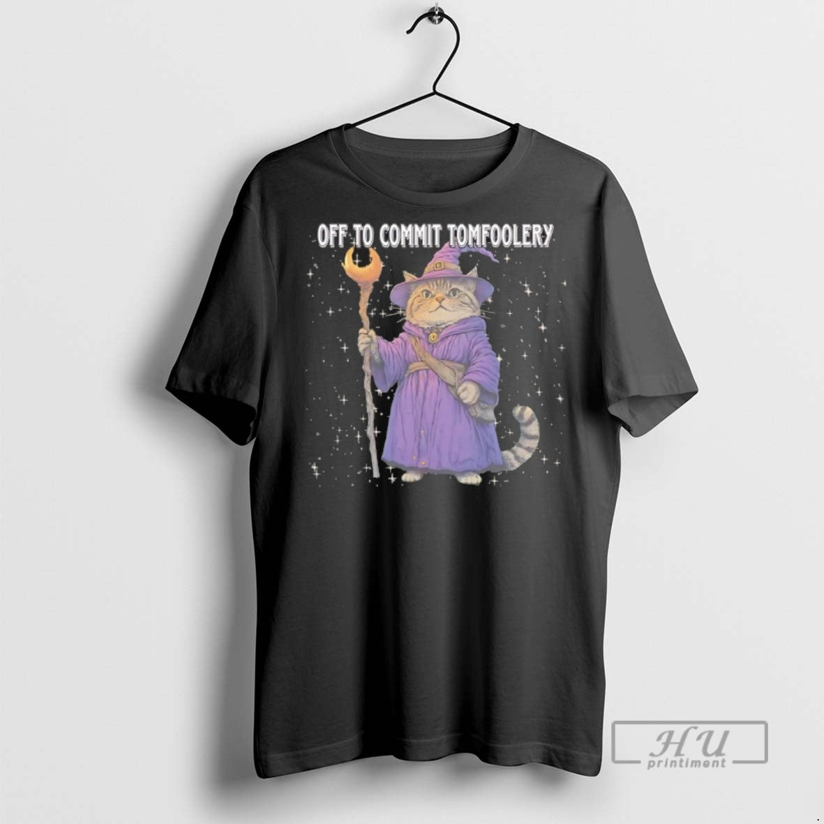 Trending Wizard Cat Off To Commit Tomfoolery Graphic - Adult & Kids T-Shirts, Sweatshirts & Hoodies apparel design preview 1