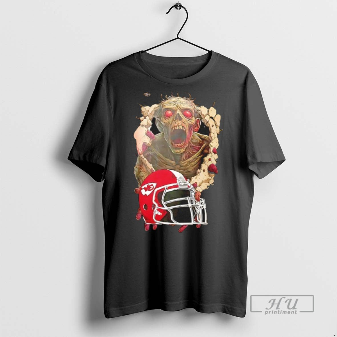 Trending Zombie X Kansas City Chiefs Helmet Happy - Adult & Kids T-Shirts, Sweatshirts & Hoodies apparel design preview 1