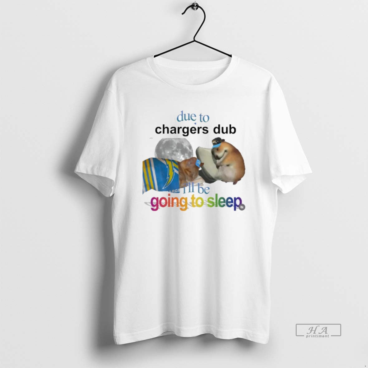 Trendy Cat Due To Chargers Dub Ill Be Going Sleep - Adult & Kids T-Shirts, Sweatshirts & Hoodies apparel design preview 1
