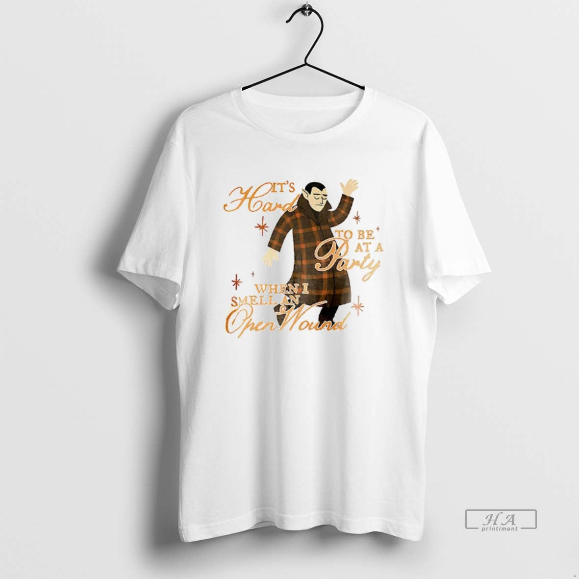 Trendy Dracula Its Hard To Be At A Party When I Smell - Adult & Kids T-Shirts, Sweatshirts & Hoodies apparel design preview 1