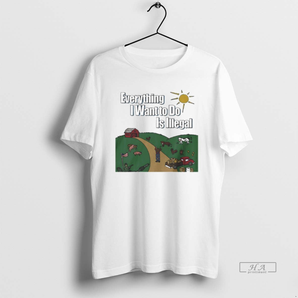 Trendy Everything I Want To Do Is Illegal - Adult & Kids T-Shirts, Sweatshirts & Hoodies apparel design preview 1