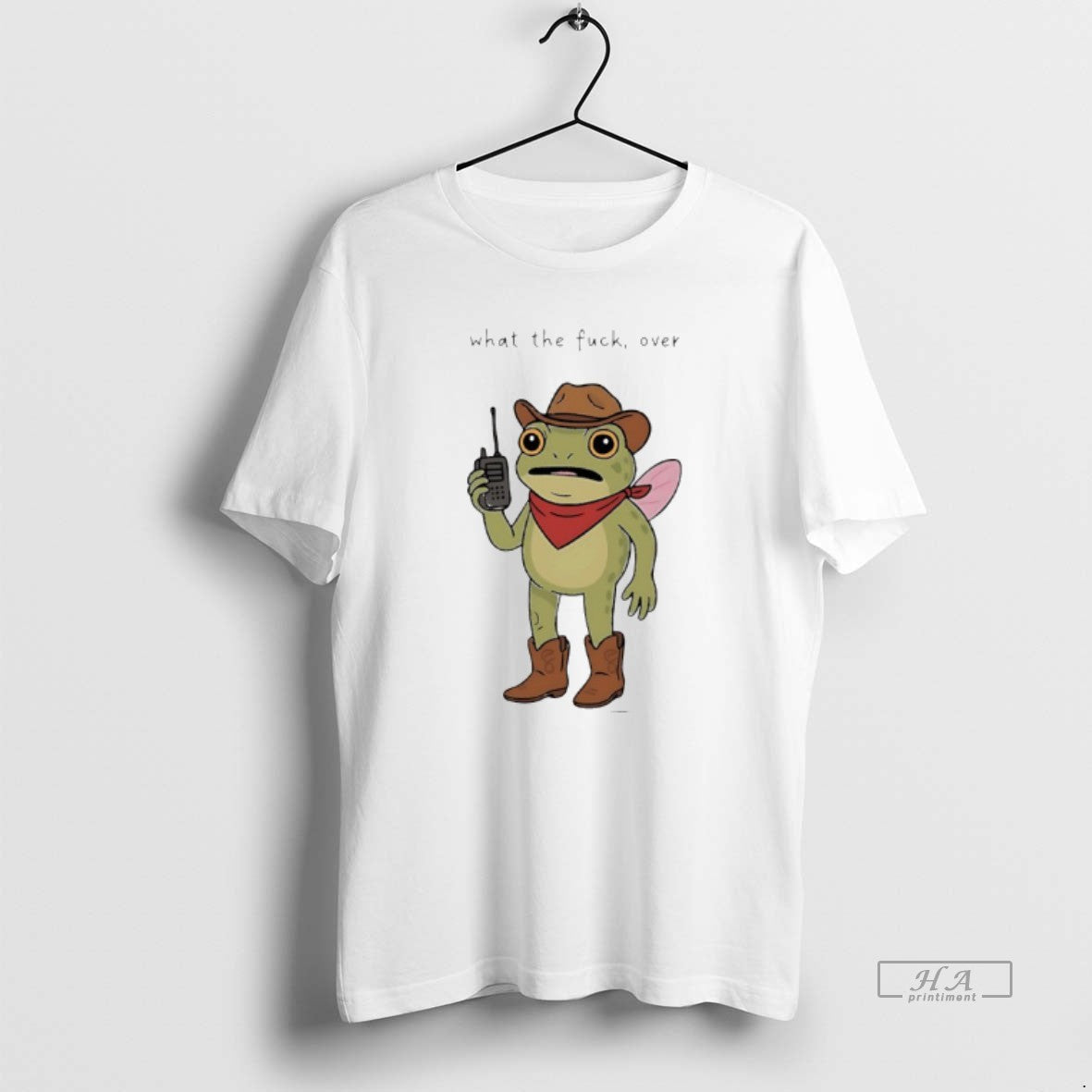 Trendy Frog Cowboy What The Fuck Over - Adult & Kids T-Shirts, Sweatshirts & Hoodies apparel design preview 1
