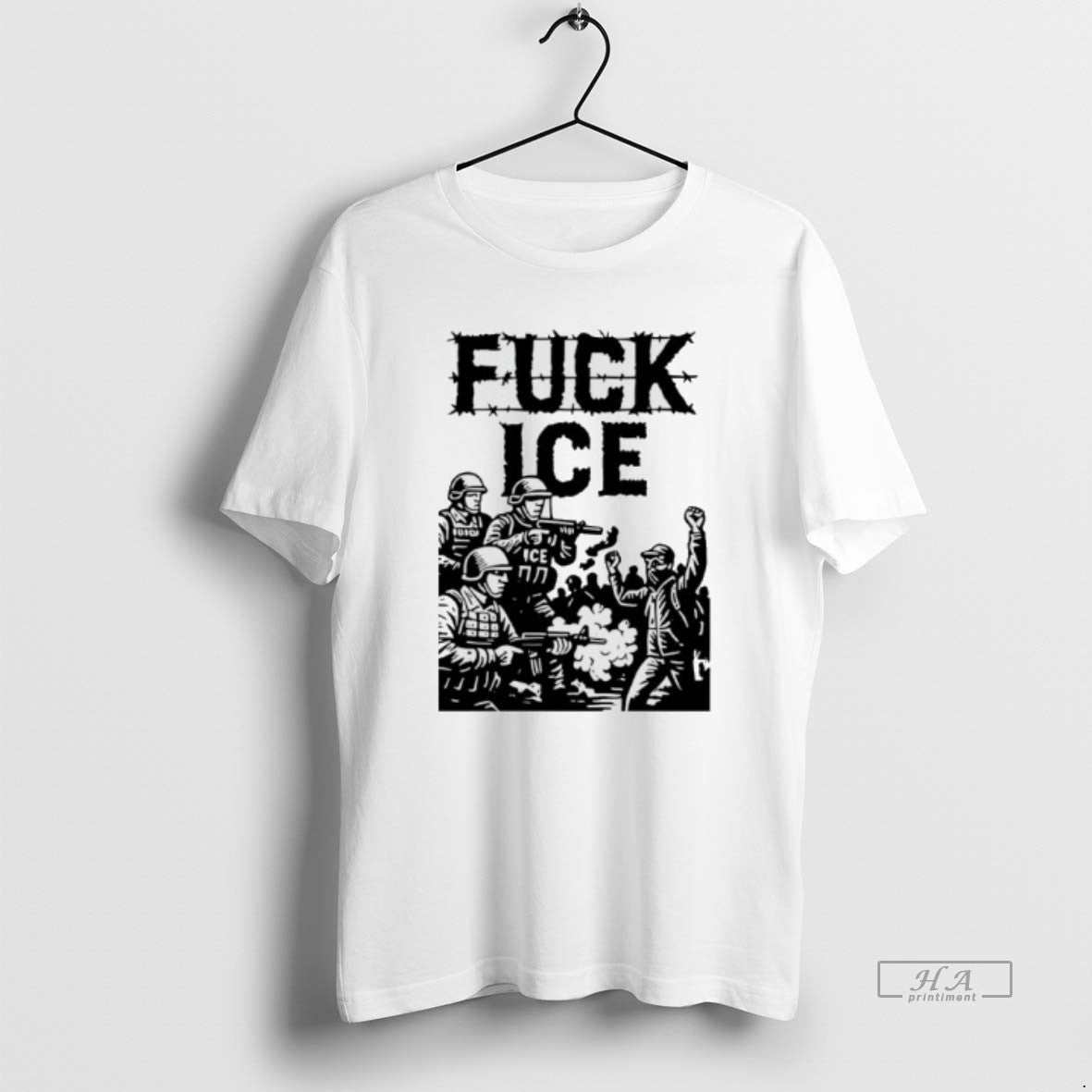 Trendy Fuck Ice Barbed Wire Protest - Adult & Kids T-Shirts, Sweatshirts & Hoodies apparel design preview 1