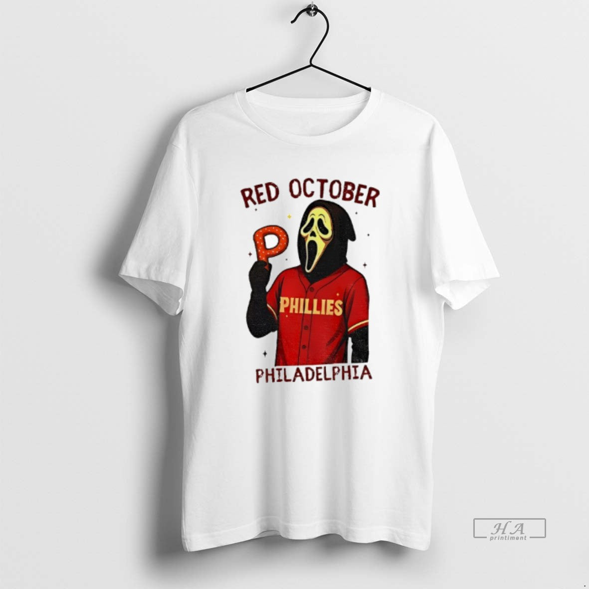 Trendy Ghost Face Phillies Red October Philadelphia - Adult & Kids T-Shirts, Sweatshirts & Hoodies apparel design preview 1