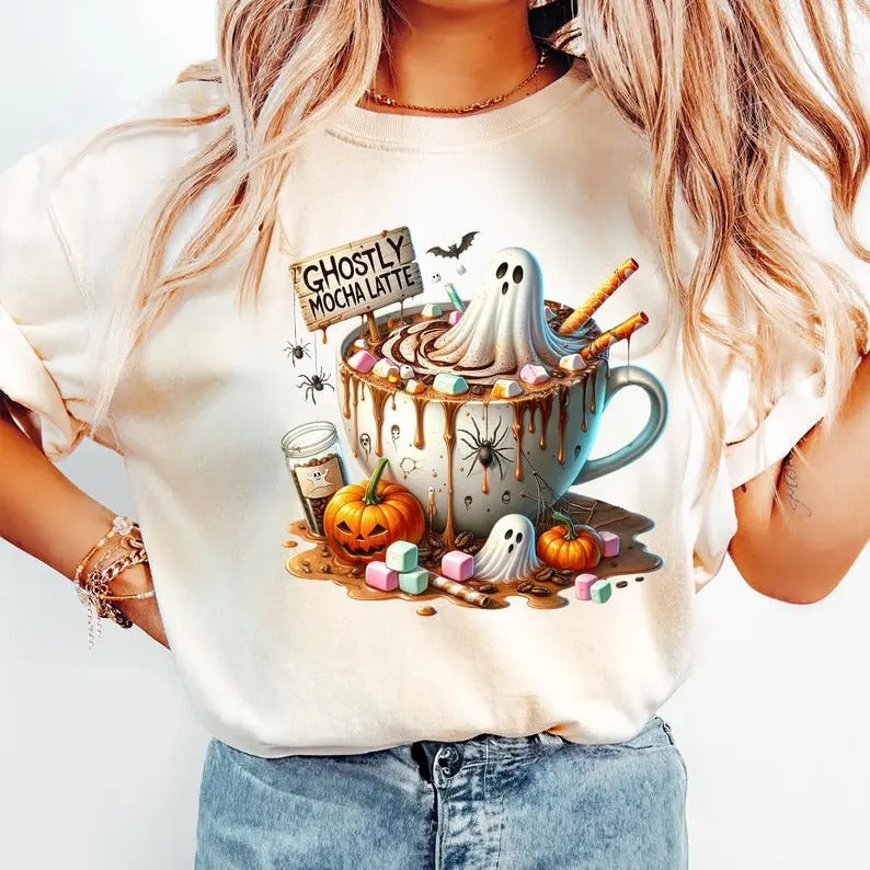 Ghosts Boo Jee Ghost Halloween Latte Chucks Fannies - Adult & Kids T-Shirts, Sweatshirts & Hoodies apparel design preview 1