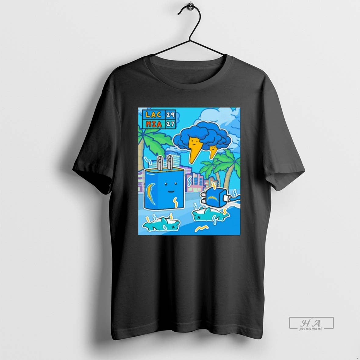 Trendy Los Angeles Chargers Electrocute Miami - Adult & Kids T-Shirts, Sweatshirts & Hoodies apparel design preview 1