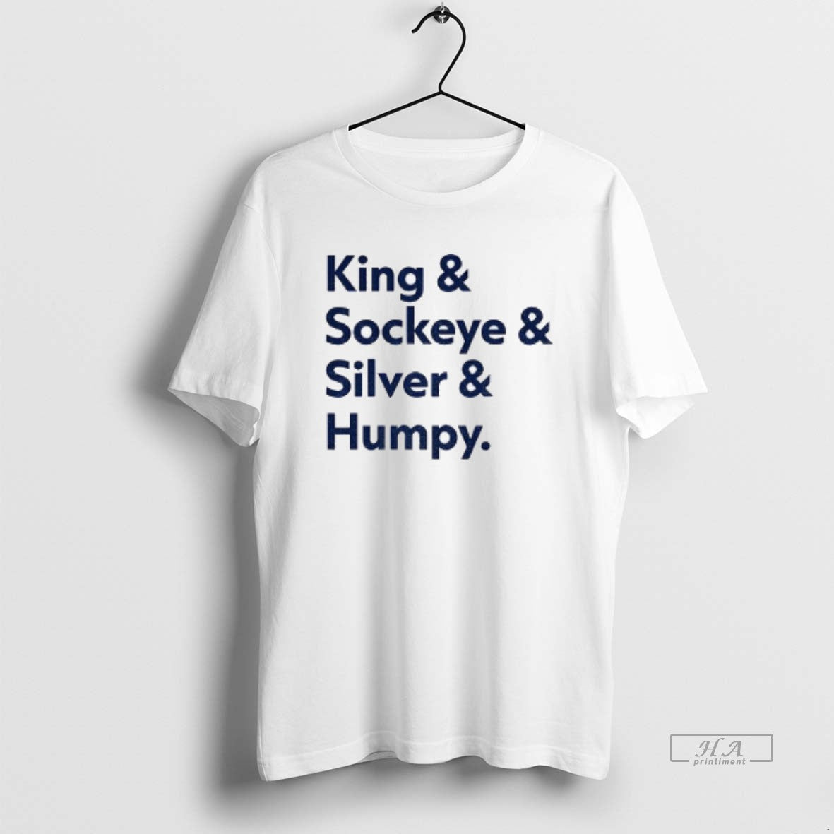 Trendy Mariners Salmon Run King Sockeye Silver Humpy - Adult & Kids T-Shirts, Sweatshirts & Hoodies apparel design preview 1