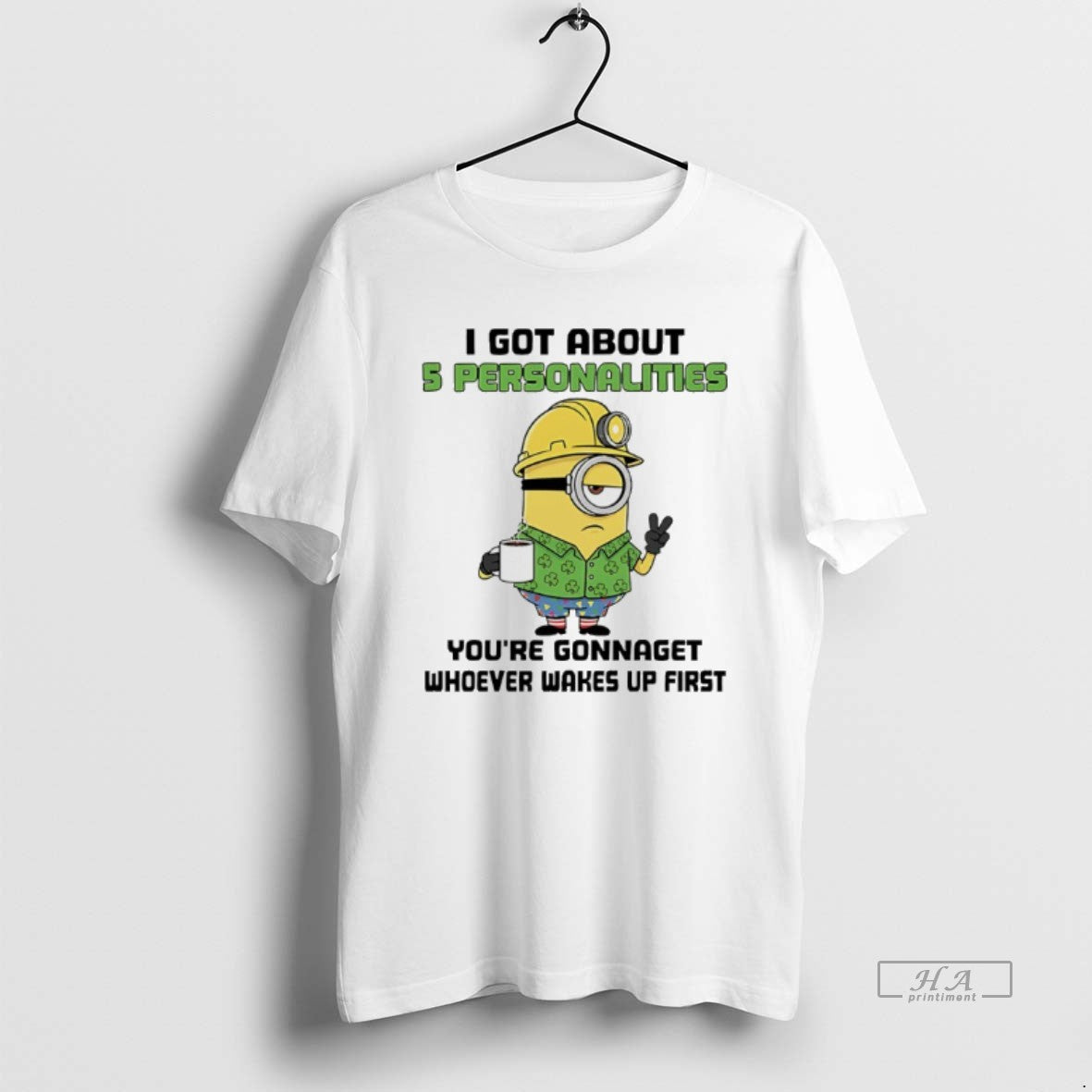Trendy Minions Shamrock I Got About 5 Personalities - Adult & Kids T-Shirts, Sweatshirts & Hoodies apparel design preview 1