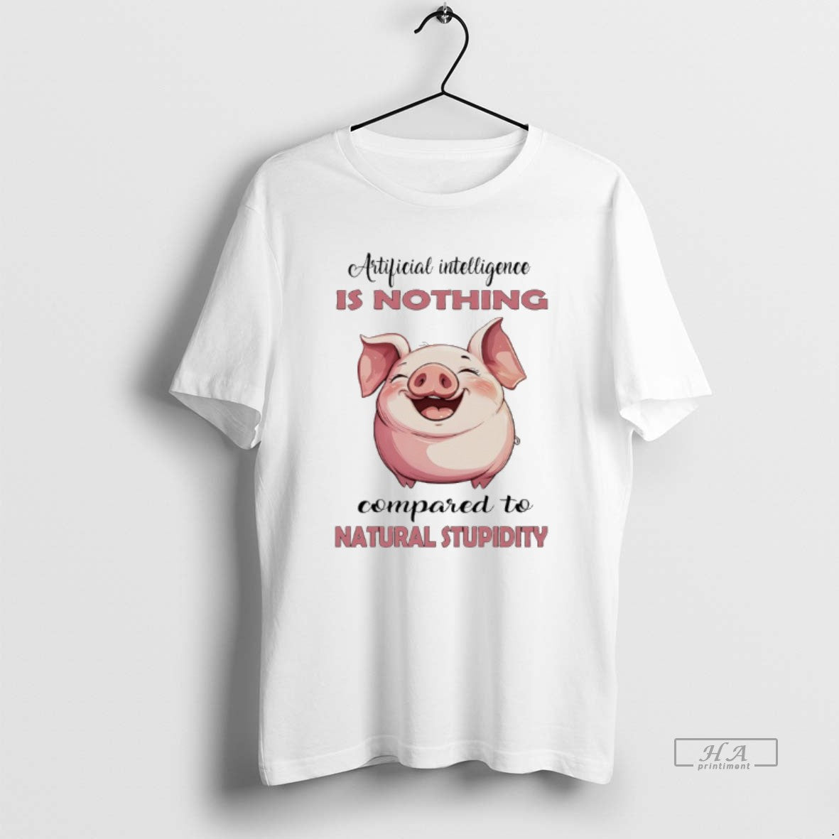 Trendy Pig Artificial Intelligence Is Nothing - Adult & Kids T-Shirts, Sweatshirts & Hoodies apparel design preview 1