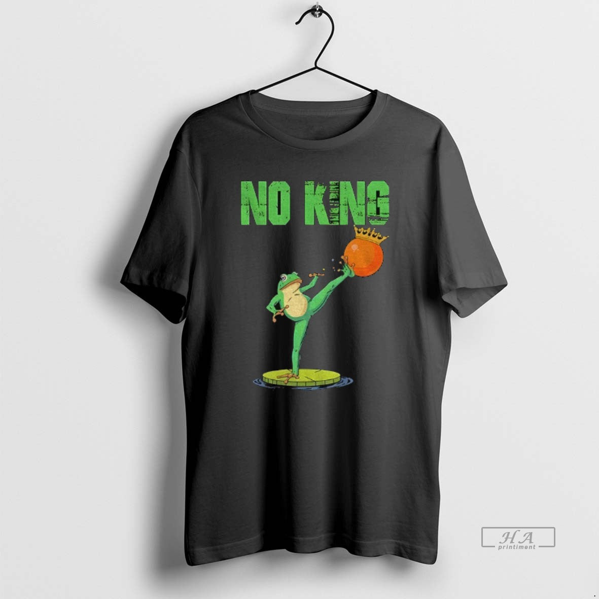 Trendy Portland Frog Kick Out Orange Protest No Kings - Adult & Kids T-Shirts, Sweatshirts & Hoodies apparel design preview 1