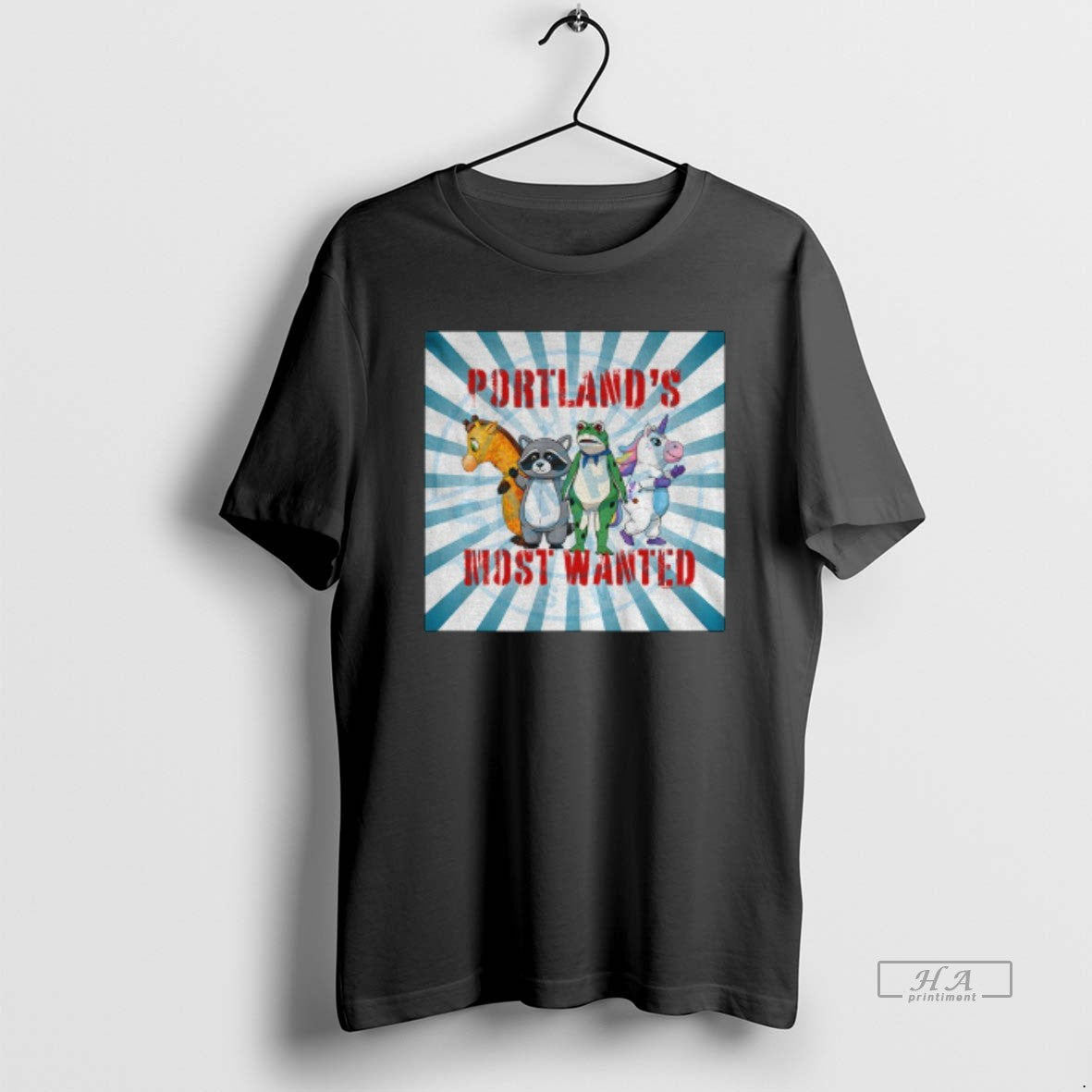 Trendy Raccoon Portland Frog Portlands Most Wanted - Adult & Kids T-Shirts, Sweatshirts & Hoodies apparel design preview 1