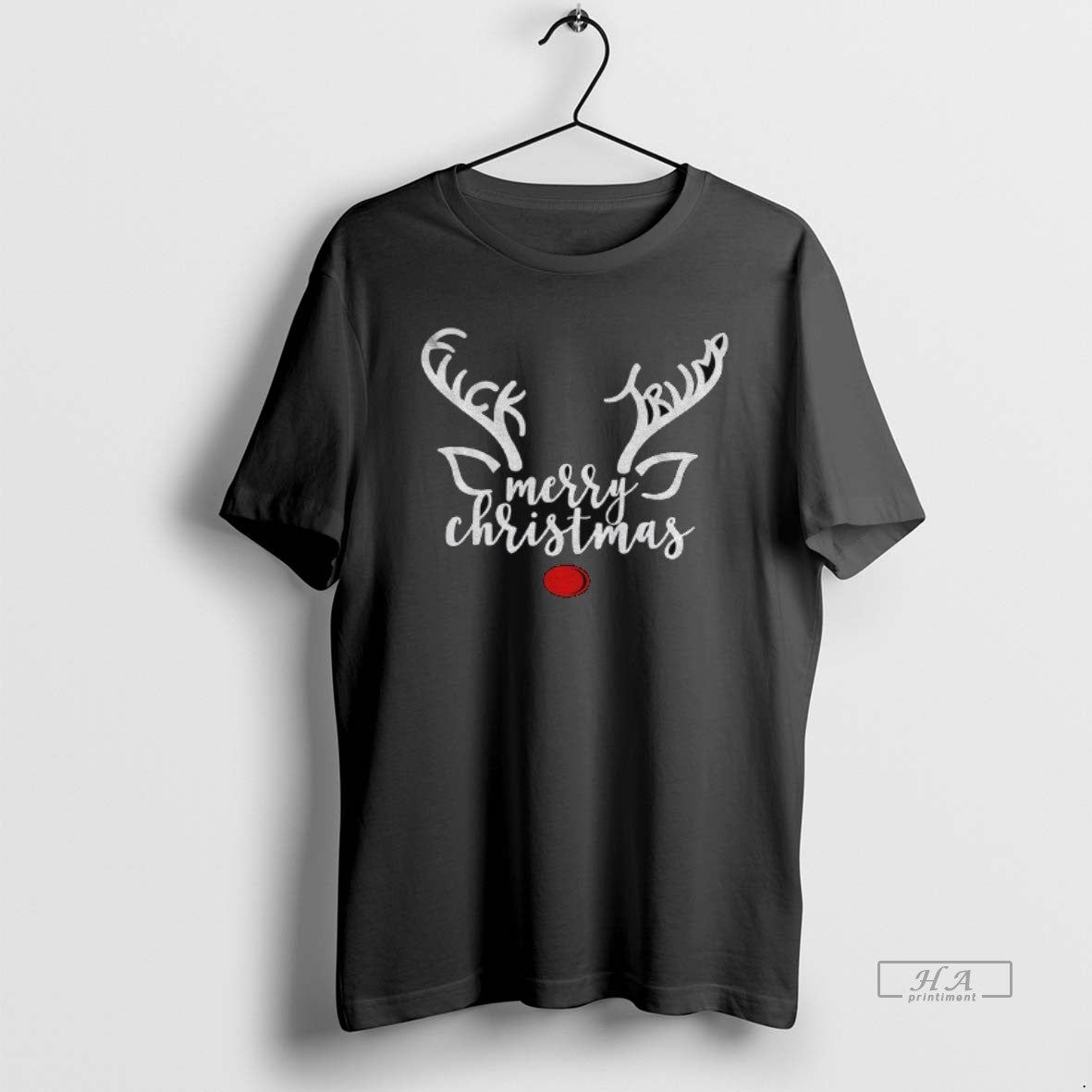 Trendy Reindeer Merry Christmas Fuck Trump - Adult & Kids T-Shirts, Sweatshirts & Hoodies apparel design preview 1