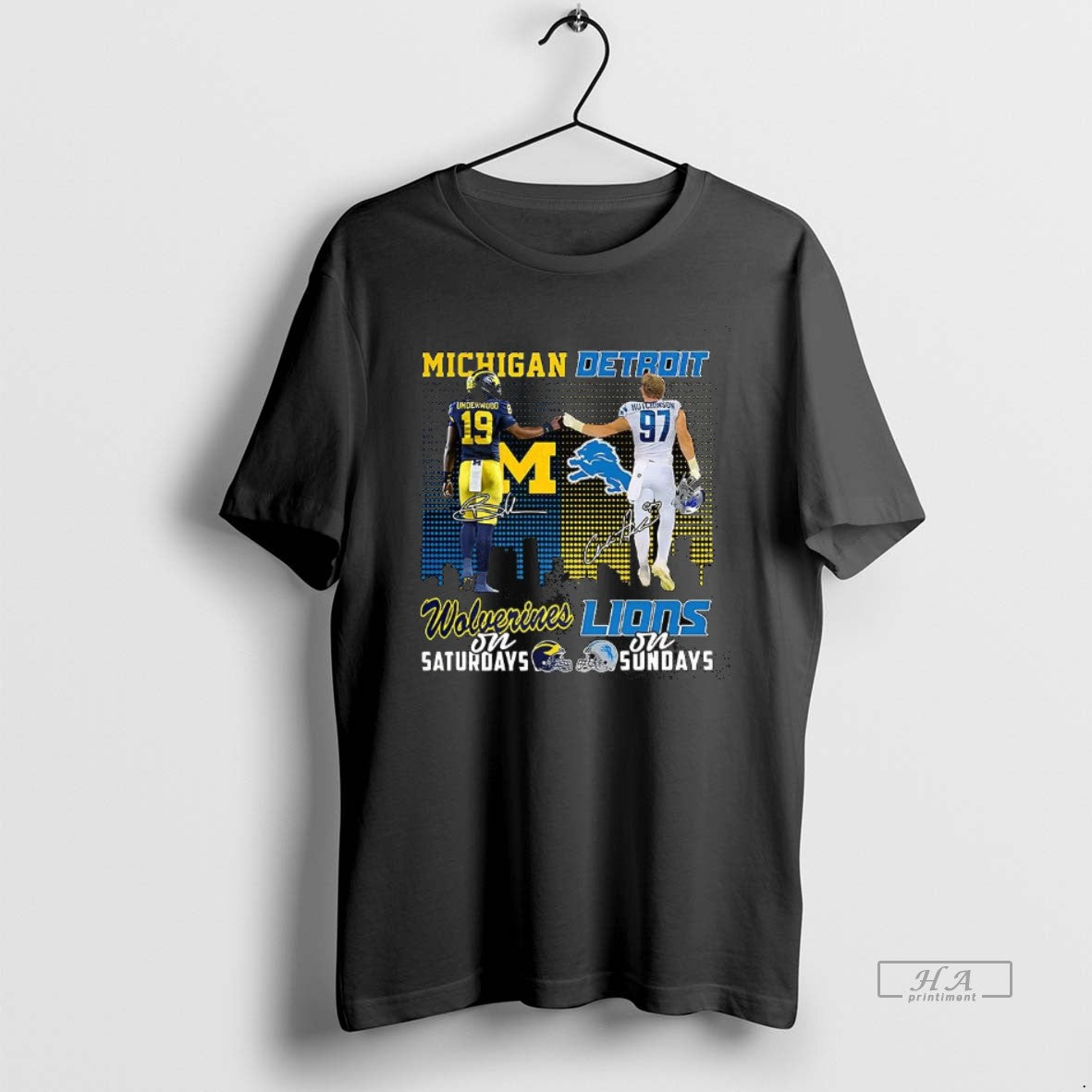 Trendy Underwood Wolverines On Saturdays And Aidan - Adult & Kids T-Shirts, Sweatshirts & Hoodies apparel design preview 1