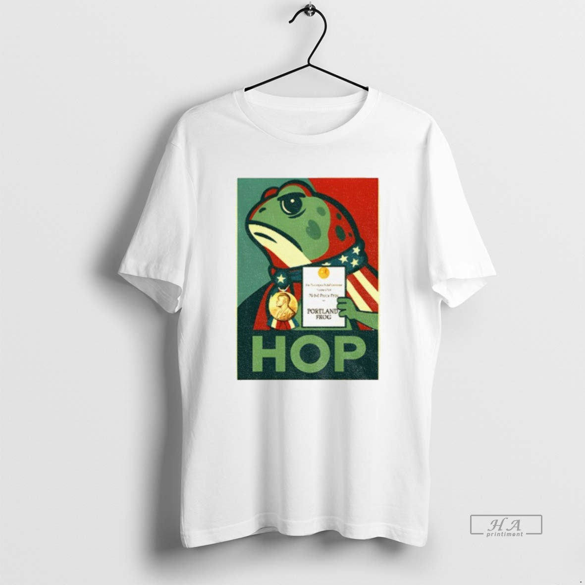 Trendy Viral Portland Frog Meme Nobel Peace Prize - Adult & Kids T-Shirts, Sweatshirts & Hoodies apparel design preview 1