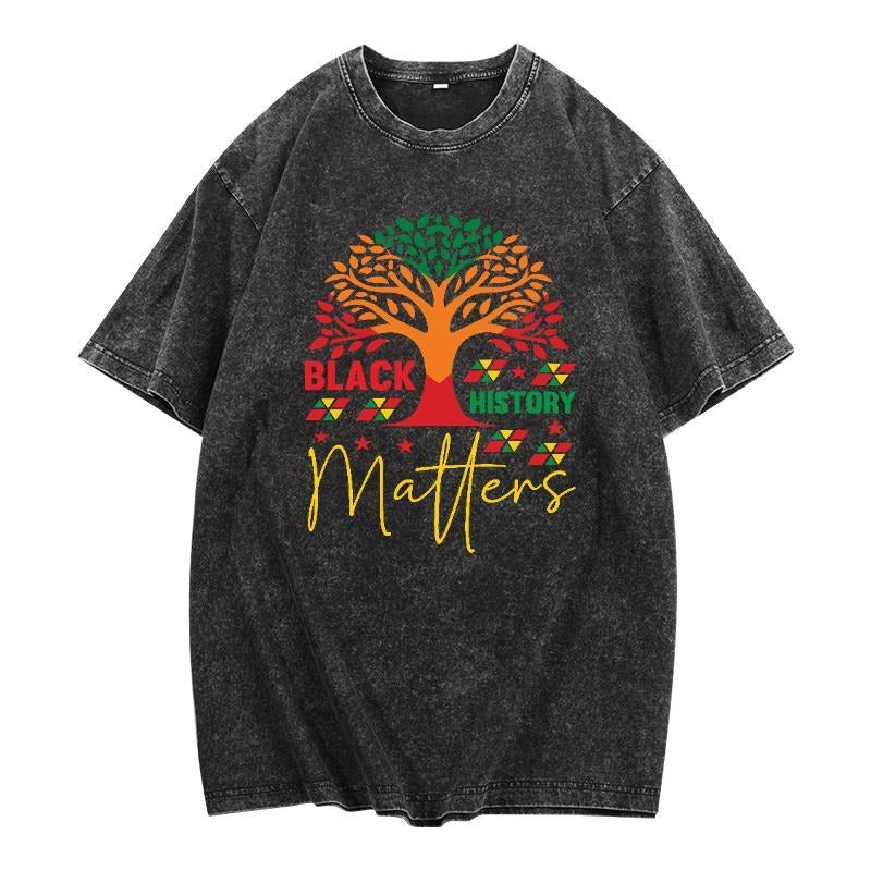 Washed Social Message: 'Black History Matters' Make - Adult & Kids T-Shirts, Sweatshirts & Hoodies apparel design preview 1
