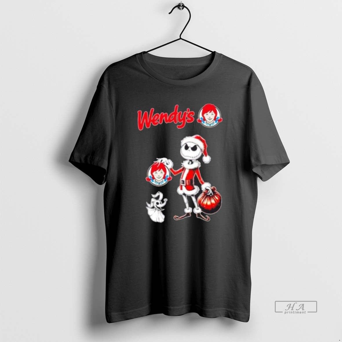 Trendy Wendys X Jack Skellington Santa Isnt Real - Adult & Kids T-Shirts, Sweatshirts & Hoodies apparel design preview 1