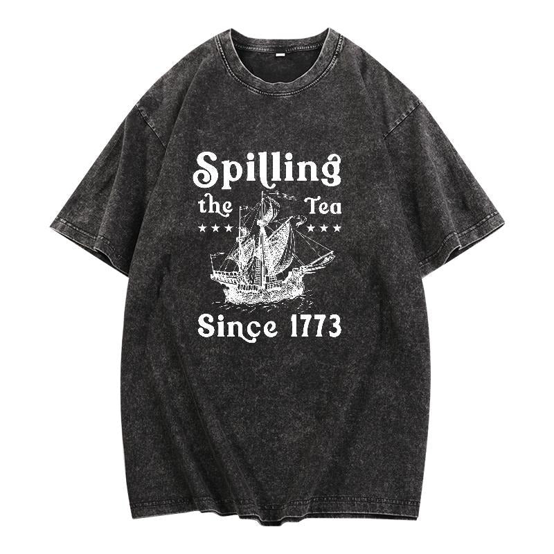 Washed Make Statement 'Spilling Tea Since 1773' Motif - Adult & Kids T-Shirts, Sweatshirts & Hoodies apparel design preview 1