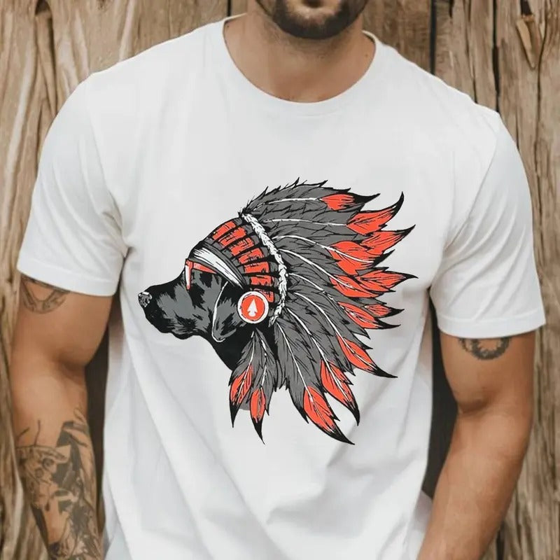 Tribal Inspired Hunting Dog Red Feathers Native - Adult & Kids T-Shirts, Sweatshirts & Hoodies apparel design preview 1