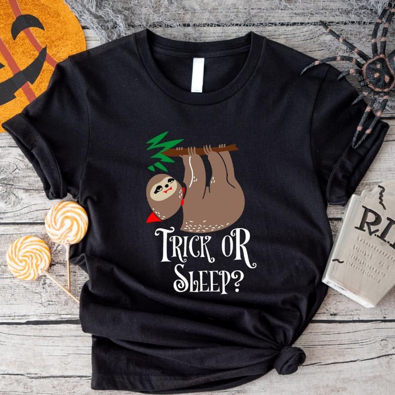 Trick Sleep Halloween Sloth Lover Spooky Season - Adult & Kids T-Shirts, Sweatshirts & Hoodies apparel design preview 1