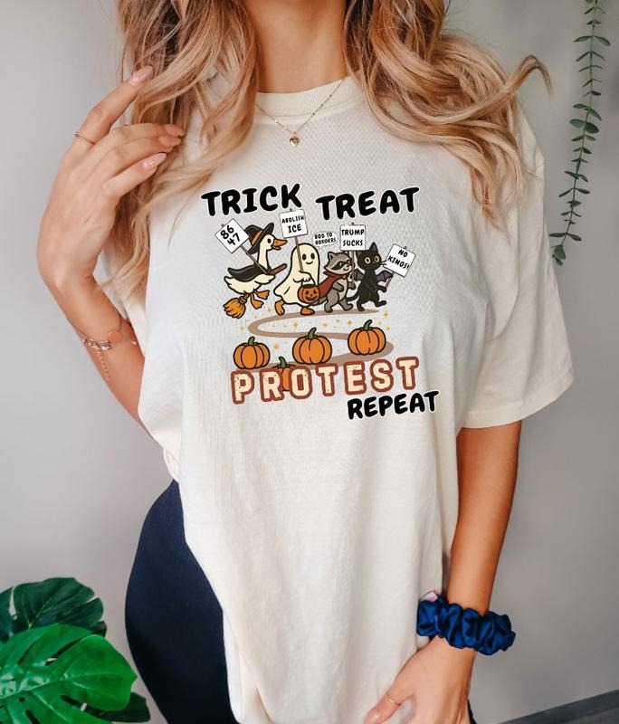 Trick Treat Protest Repeat FDT Halloween Chicken Cute - Adult & Kids T-Shirts, Sweatshirts & Hoodies apparel design preview 1