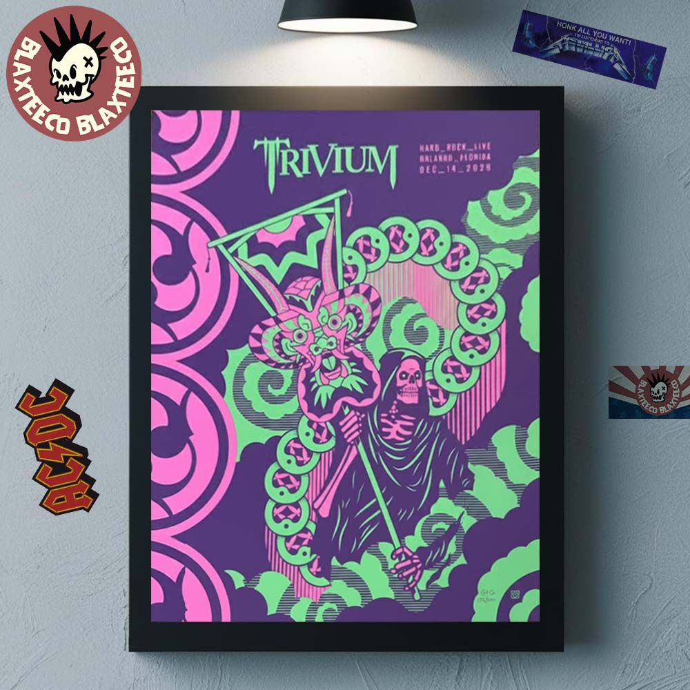 Trivium Orlando Florida 2025 Event Poster At Hard - Adult & Kids T-Shirts, Sweatshirts & Hoodies apparel design preview 1