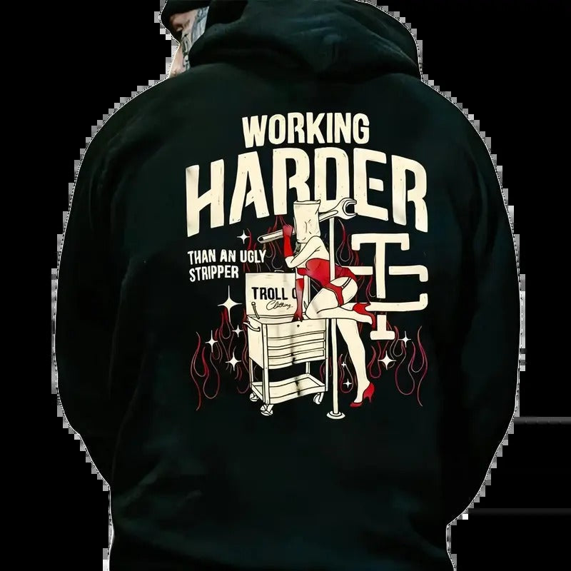 Troll Co Working Harder Than Ugly Stripper Casual - Adult & Kids T-Shirts, Sweatshirts & Hoodies apparel design preview 1