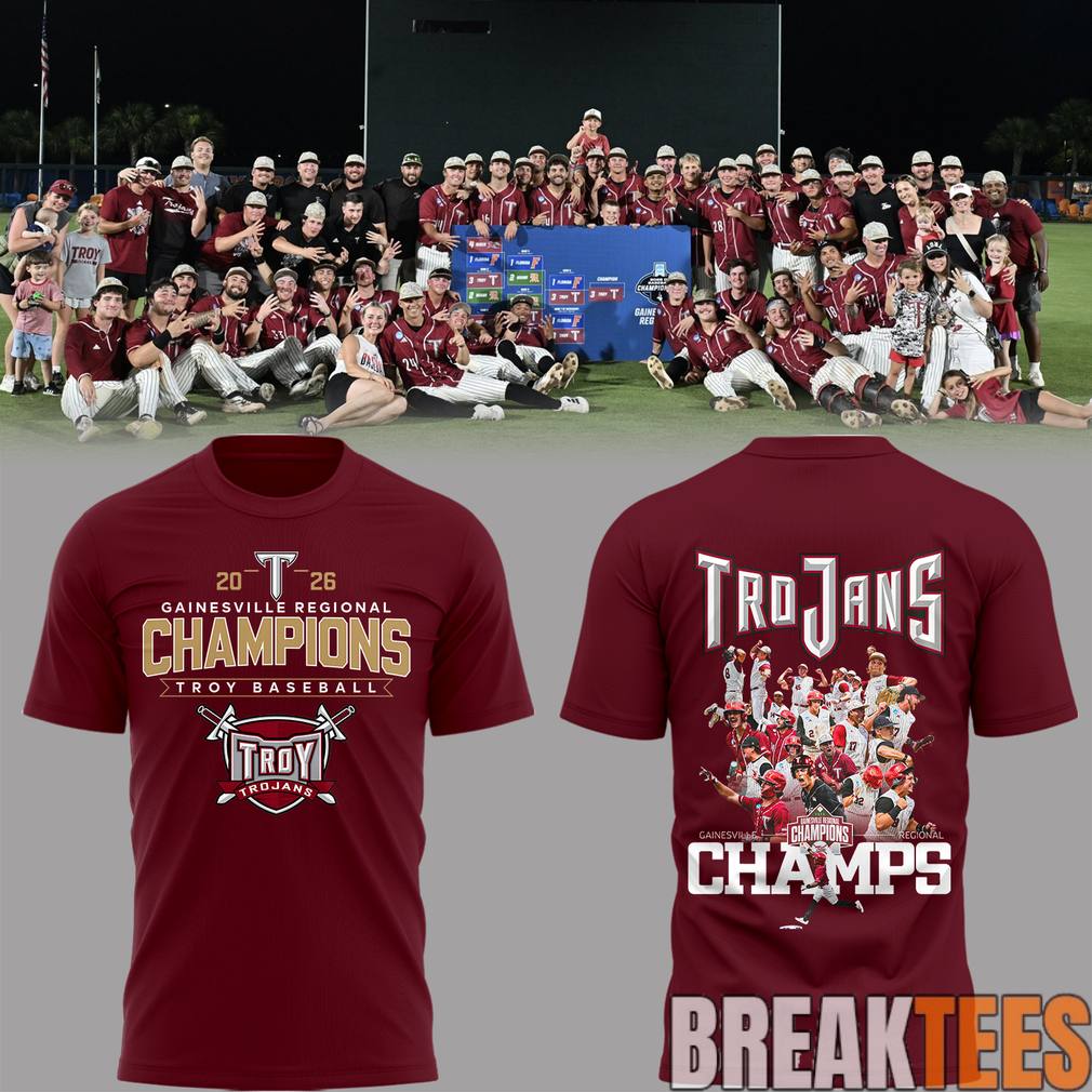 Troy Baseball x Champion Gainesville Regional 2026 - Adult & Kids T-Shirts, Sweatshirts & Hoodies apparel design preview 1