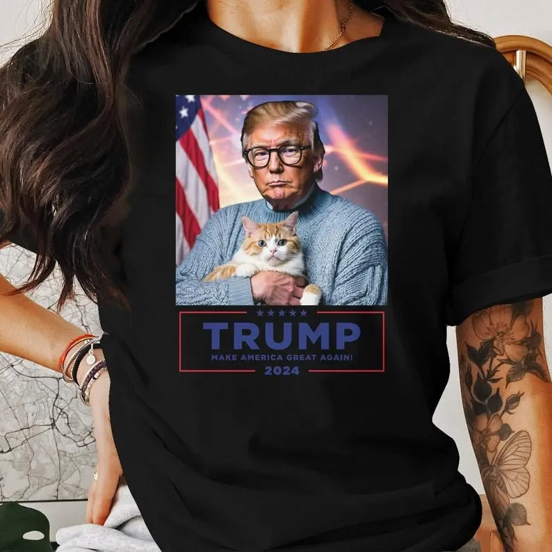 Trump Cat Meme 2024 Election Republican AI Political - Adult & Kids T-Shirts, Sweatshirts & Hoodies apparel design preview 1