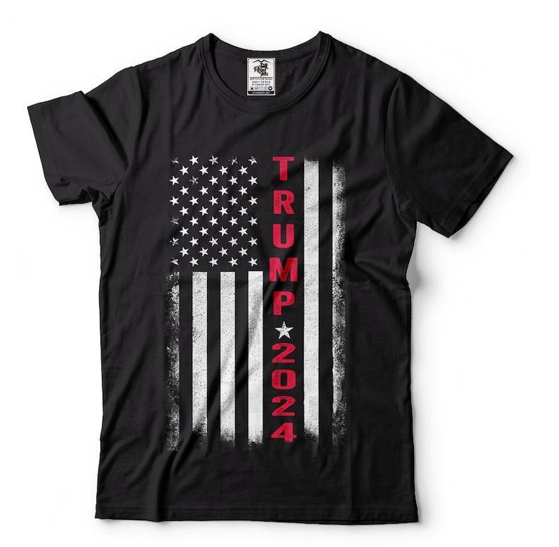 Trump 2024 American Flag Vintage MAGA - Adult & Kids T-Shirts, Sweatshirts & Hoodies apparel design preview 1