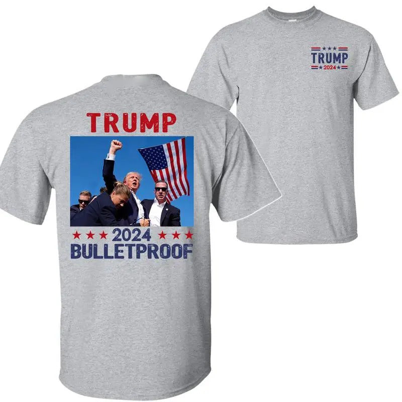 Trump 2024 Bulletproof Praying President Bloodied - Adult & Kids T-Shirts, Sweatshirts & Hoodies apparel design preview 1